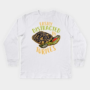 Distracted By Turtles Kids Long Sleeve T-Shirt